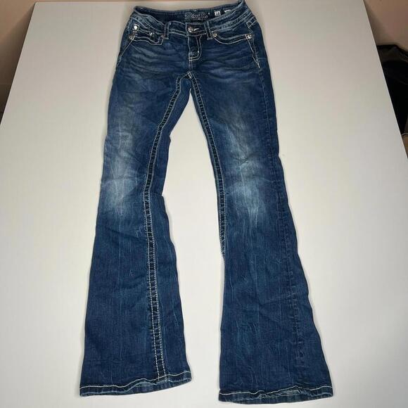 Miss Me Jeans Women’s 28 x 34 Boot Cut Blue Denim Wing Embellished Pockets M3080 - Picture 10 of 12